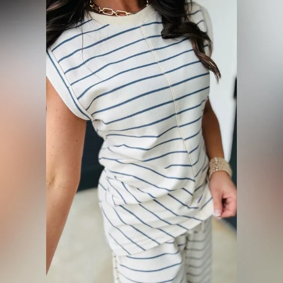 Viv- Striped Navy and White Set